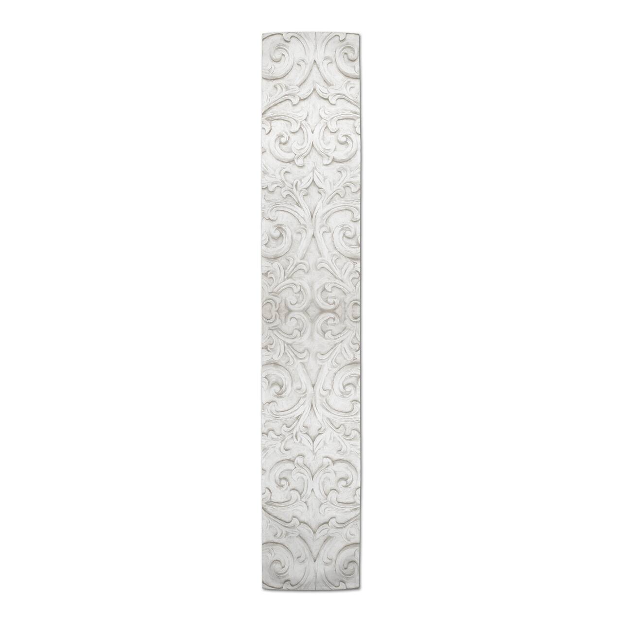 72" White Ornate Carved Pattern Cotton Twill Table Runner